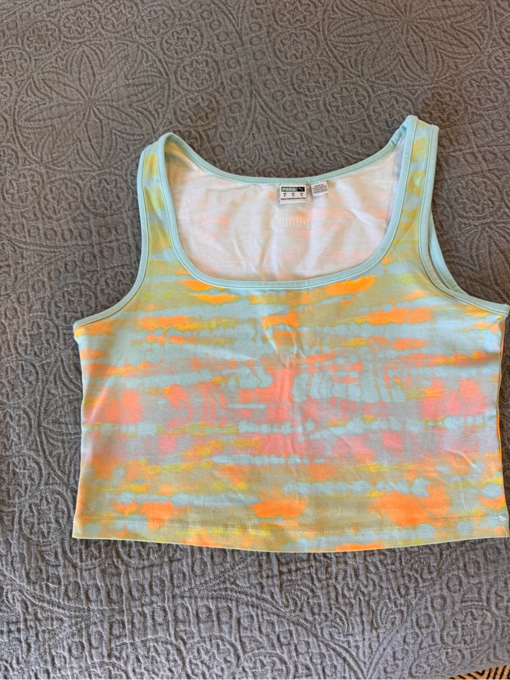 Puma Pastel Tie-Dye Crop Tank Top - Mint, Coral, Yellow